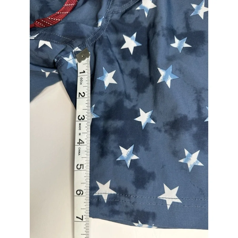 Hurley Men's Swim Trunks Small Blue Star Print Tie Dye Mesh‎ Lined Drawstring